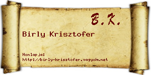 Birly Krisztofer névjegykártya